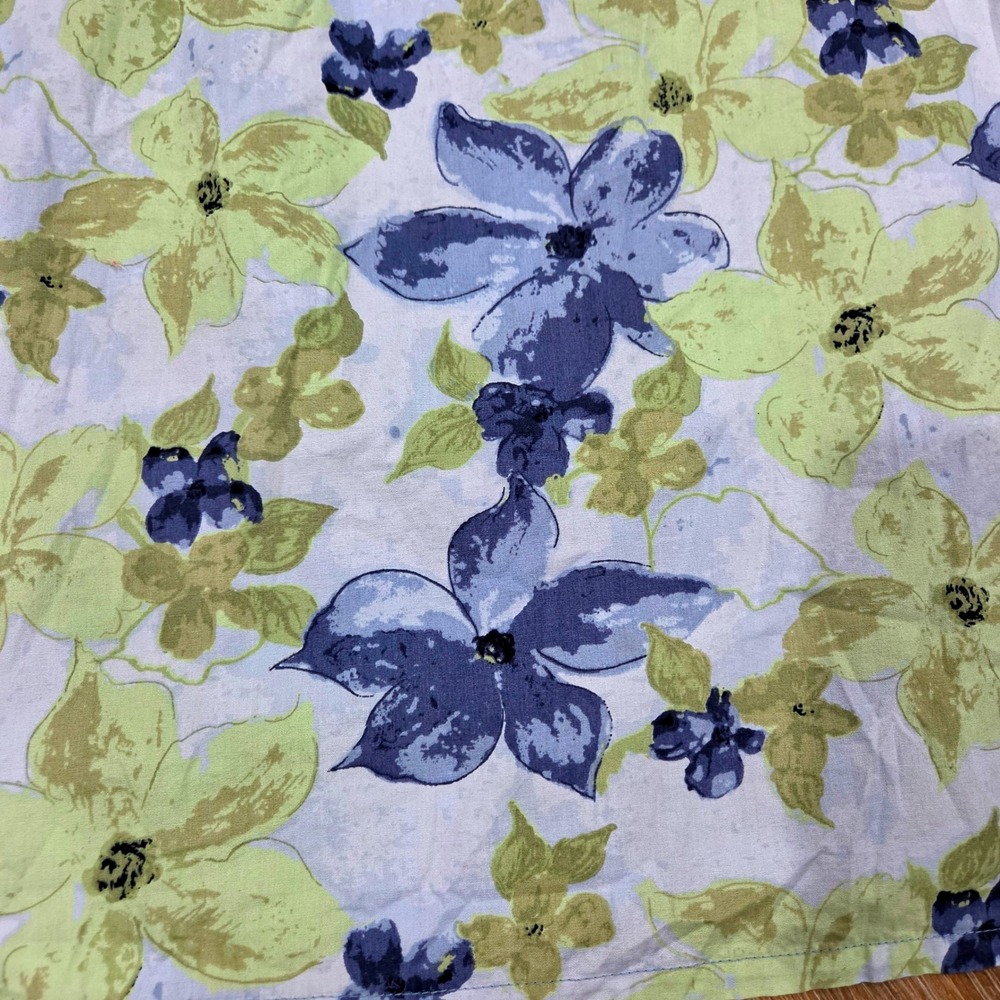 Vintage Faded Glory Womens Blue Green Floral Cotton Dress V-Neck Sleeveless - Picture 2 of 6